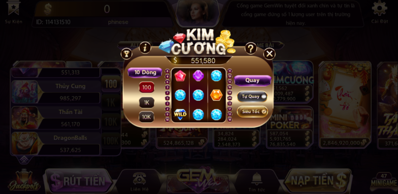 mini game kim cuong