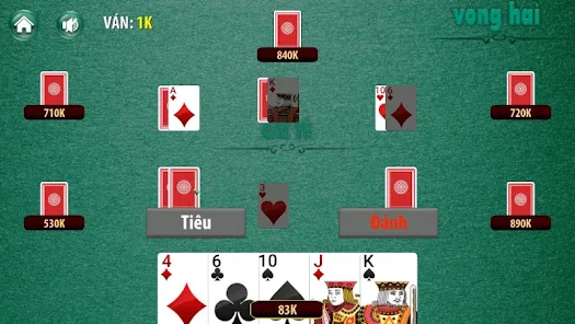 Các vòng chơi bài Catte 6 lá